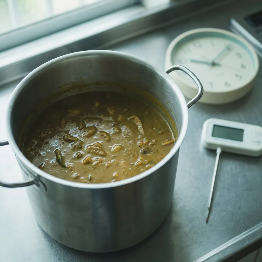 カレー ウェルシュ菌 何時間で危険になるか、調理後の時間軸別にリスクと対策を解説。冷却・保存・再加熱の正しい方法を整理。